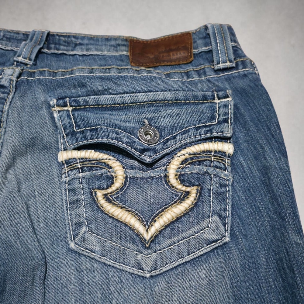 BIG STAR Bootcut Low Rise Stretch Embroidered Denim Jeans‎ Blue Size 30 R